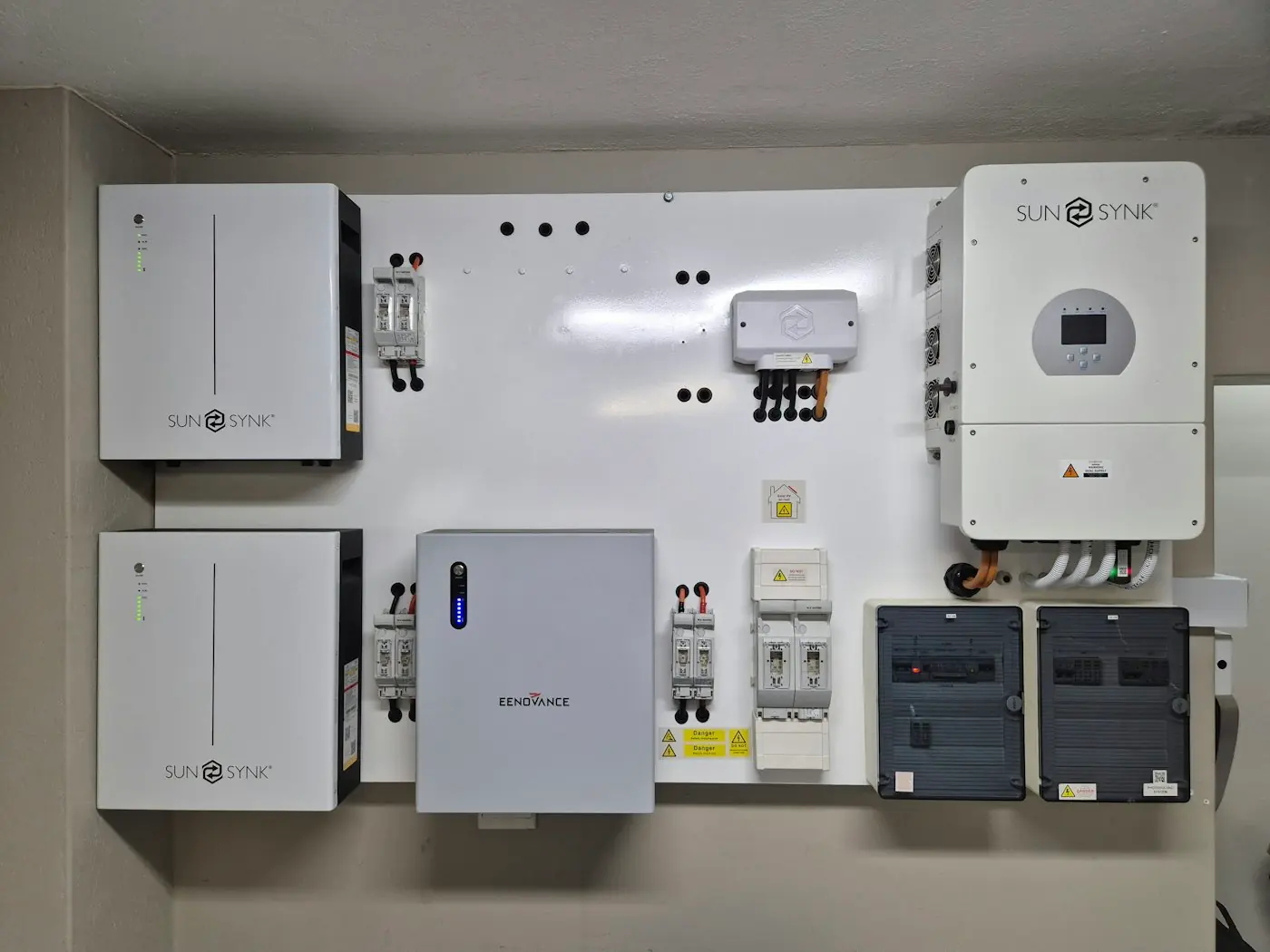 Installed battery modules, inverter and electrical protection equipment