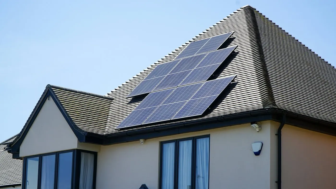 Solar panels installed on a pitched roof